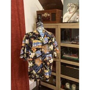 David Carey Original Men's L Hawaiian Print Bowling Shirt "Good Old New Orleans
